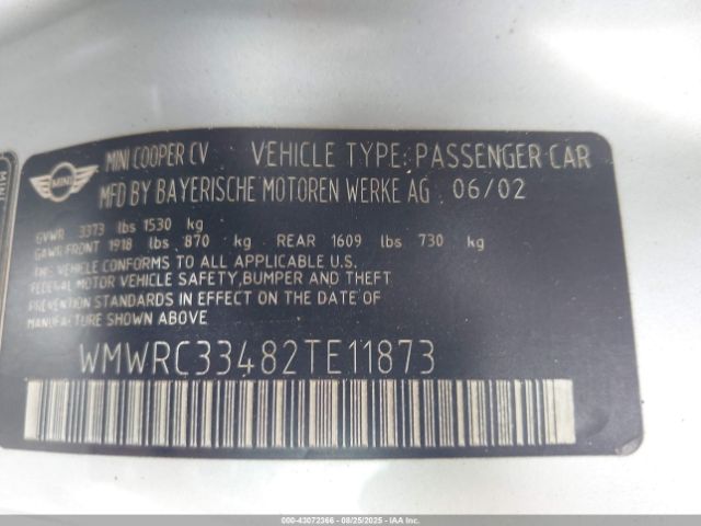 2002 MINI COOPER WMWRC33482TE11873 Photo 8