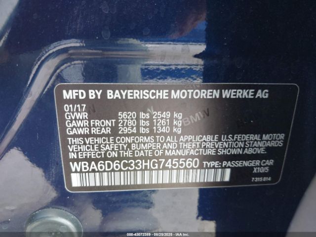 2017 BMW 650I GRAN COUPE WBA6D6C33HG745560 Photo 8