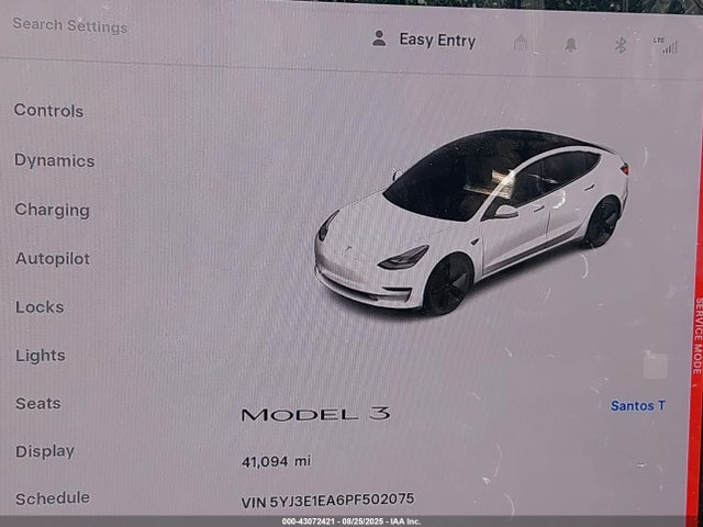 5YJ3E1EA6PF502075 Tesla MODEL 3
