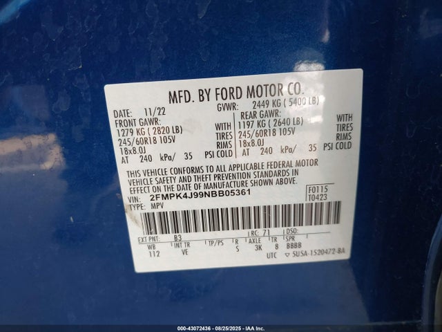 Ford gtdi 2022 2FMPK4J99NBB05361 Image 9