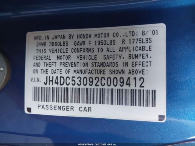 2002 ACURA RSX JH4DC53092C009412 Photo 8