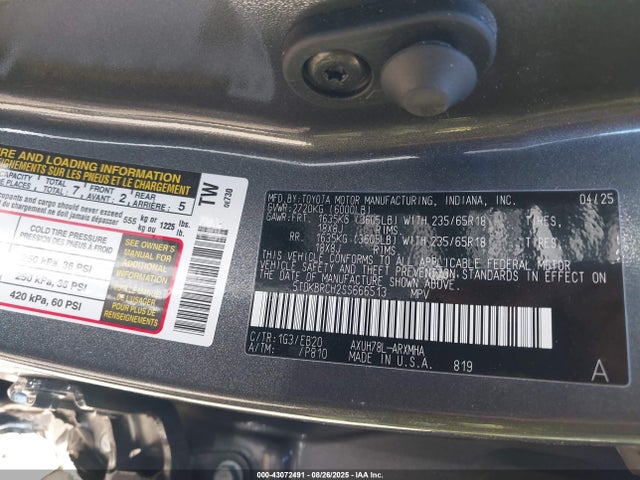 Toyota a25a-fxs 2025 5TDKBRCH2SS666513 Image 9
