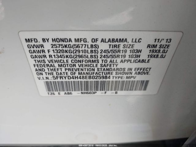 2014 ACURA MDX 5FRYD4H48EB025984 Photo 8