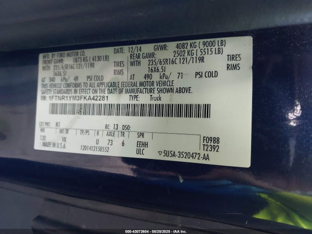 1FTNR1YM3FKA42281 Ford Transit