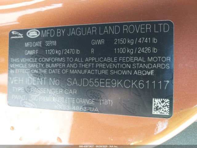 2019 JAGUAR F-TYPE SAJD55EE9KCK61117 Photo 8