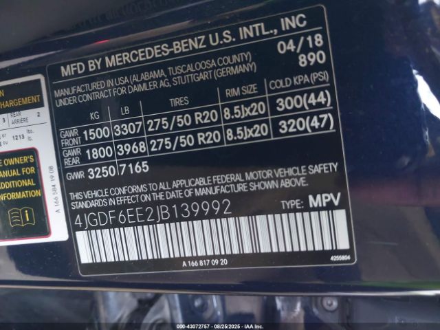 2018 MERCEDES-BENZ GLS 450 4JGDF6EE2JB139992 Photo 8