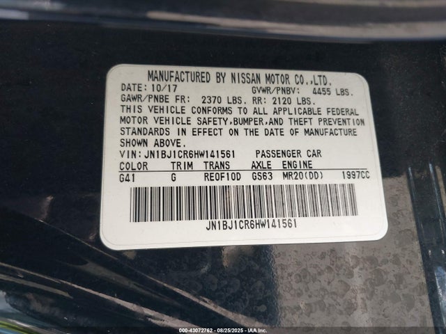 JN1BJ1CR6HW141561 Nissan 2017