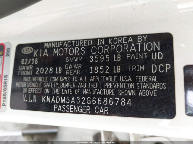 KIA gamma 2016 KNADM5A32G6686784 Image 9
