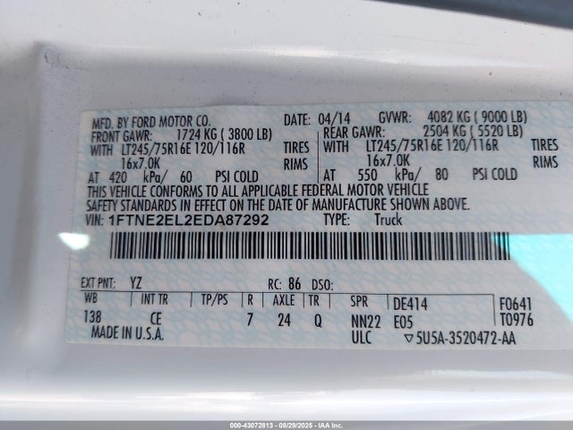Ford FORD 2014 1FTNE2EL2EDA87292 Image 9