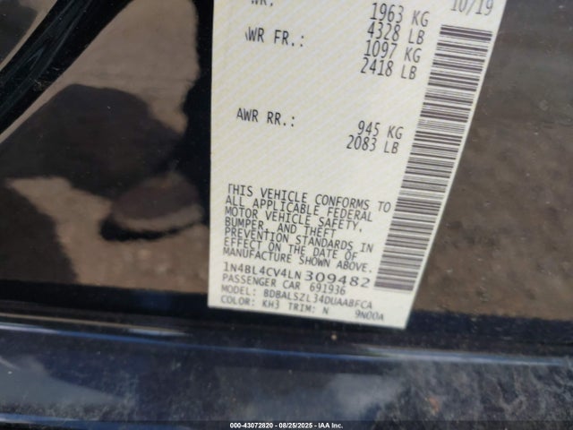 Nissan 2020 2020 1N4BL4CV4LN309482 Image 9