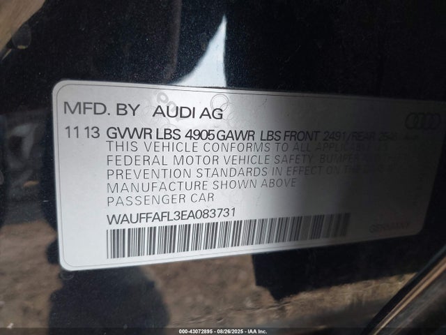 WAUFFAFL3EA083731 Audi flex fuel engine