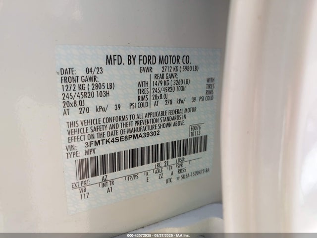 Ford 2023 2023 3FMTK4SE8PMA39302 Image 9