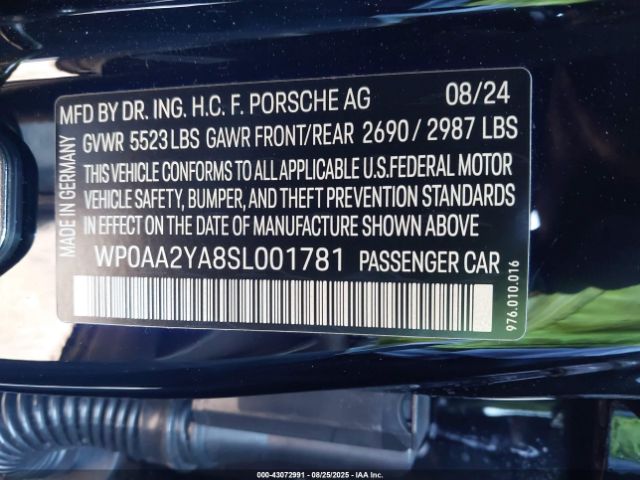 2025 PORSCHE PANAMERA WP0AA2YA8SL001781 Photo 8