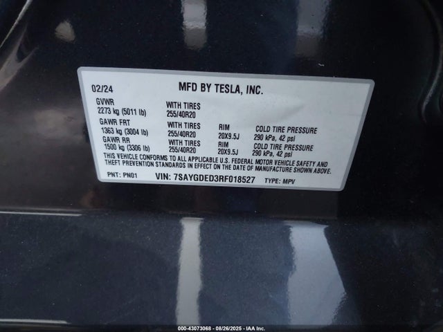 Tesla Model Y 2024 7SAYGDED3RF018527 Image 9
