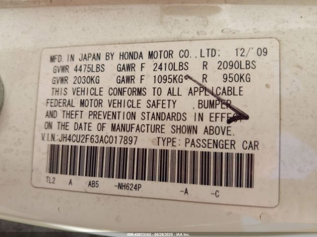 2010 ACURA TSX JH4CU2F63AC017897 Photo 8