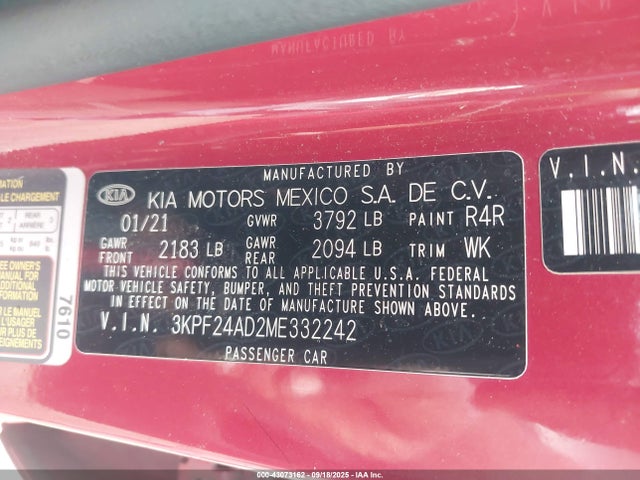 KIA mpi nu 2021 3KPF24AD2ME332242 Image 9
