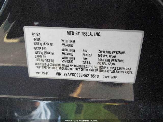2024 TESLA MODEL Y 7SAYGDEE3RA218510 Photo 8