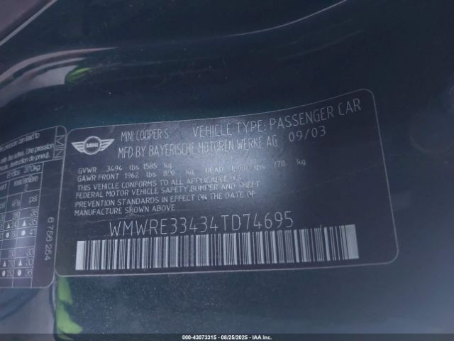 2004 MINI COOPER S WMWRE33434TD74695 Photo 8