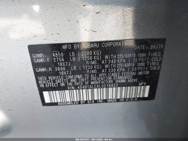 4S4BTALC9L3218822 Subaru u5