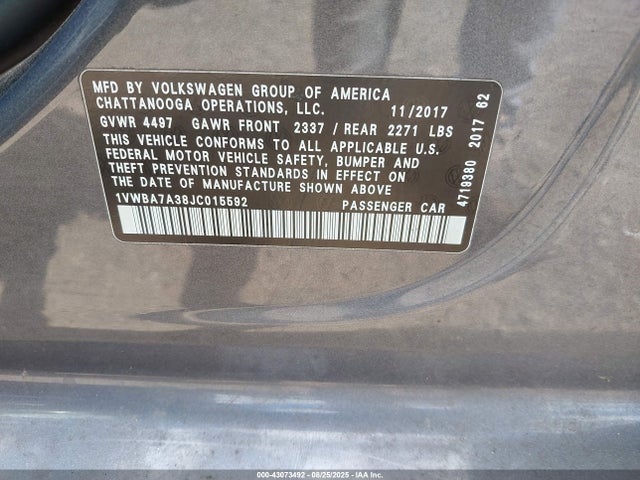 1VWBA7A38JC015592 Volkswagen tsi