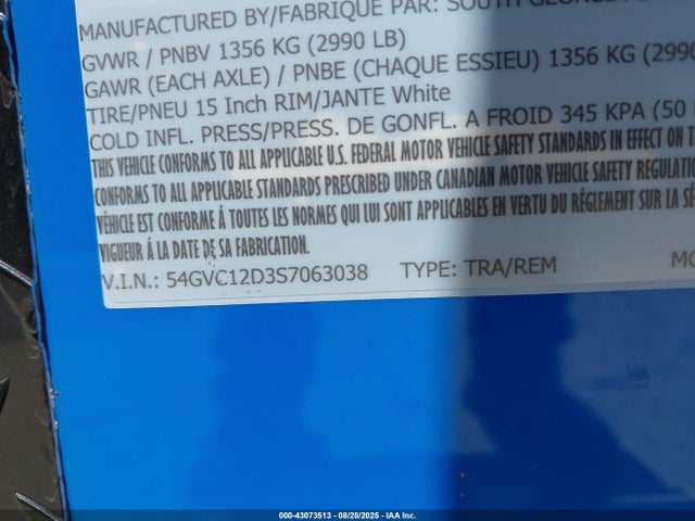 54GVC12D3S7063038 Utility Trailer 2025