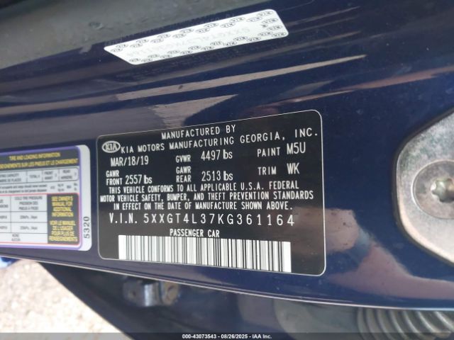 2019 KIA OPTIMA 5XXGT4L37KG361164 Photo 8