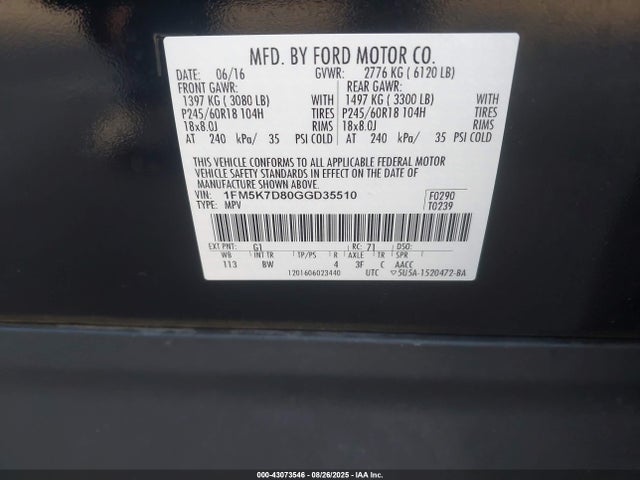 1FM5K7D80GGD35510 Ford 2016