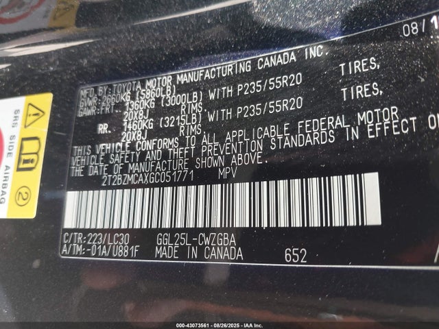 Lexus 2016 2016 2T2BZMCAXGC051771 Image 9