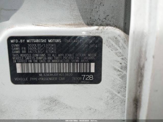 2015 MITSUBISHI MIRAGE ML32A3HJ0FH013820 Photo 8