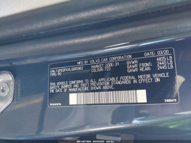 2020 VOLVO S60 7JR102FKXLG065962 Photo 8