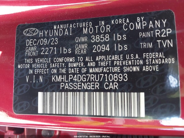 KMHLP4DG7RU710893 Hyundai mpi nu pe