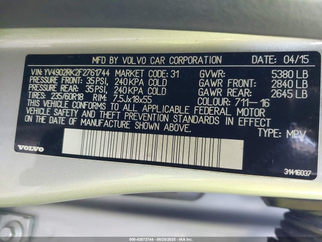 YV4902RK2F2761744 Volvo b6304t4