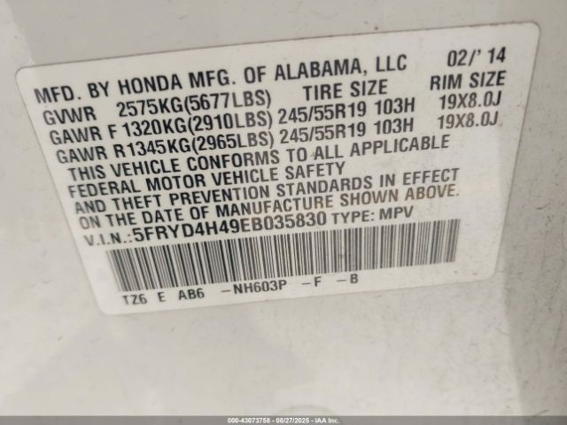 2014 ACURA MDX 5FRYD4H49EB035830 Photo 8