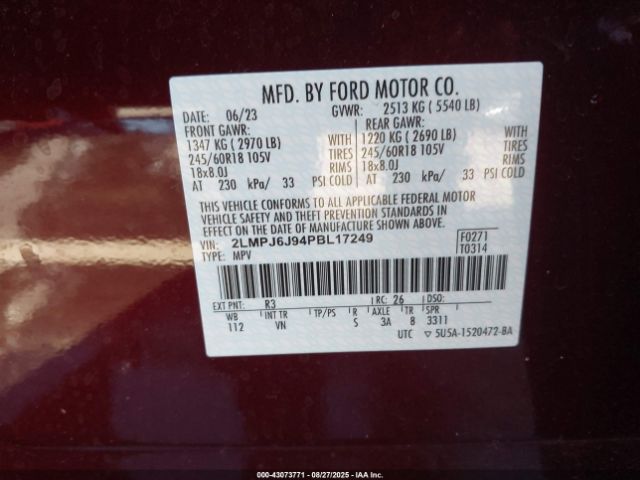 2023 LINCOLN NAUTILUS 2LMPJ6J94PBL17249 Photo 8