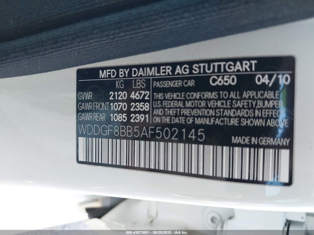 Aukcja sprzedaży 2010 Mercedes-benz C 300 Luxury 4matic/sport 4matic, vin: WDDGF8BB5AF502145, numer aukcji: 43073801