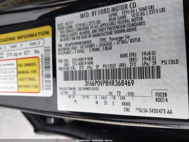 3FA6P0VP8HR368469 Ford Fusion