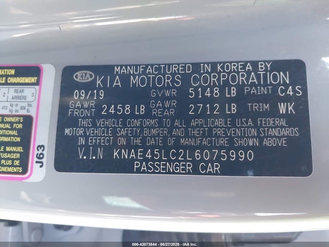 KNAE45LC2L6075990 KIA tgdi lamda ii
