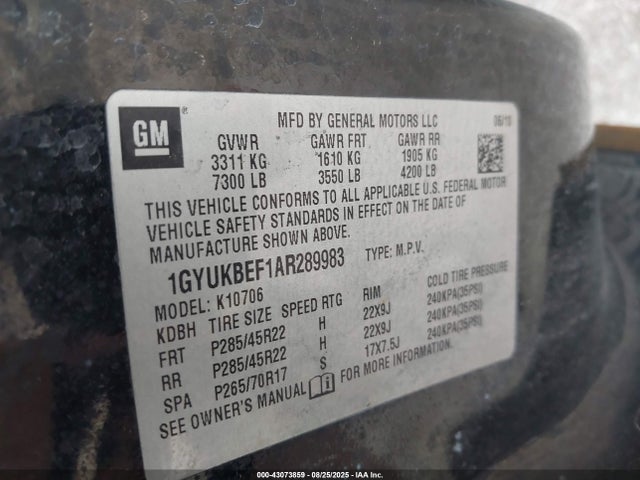 2010 CADILLAC ESCALADE 1GYUKBEF1AR289983 Photo 8