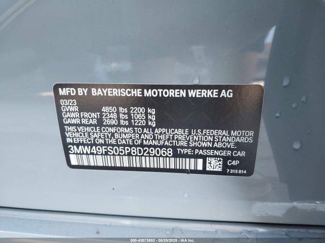 3MW49FS05P8D29068 BMW M340I