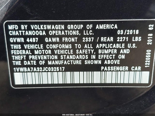 Volkswagen tsi 2018 1VWBA7A32JC032517 Image 9