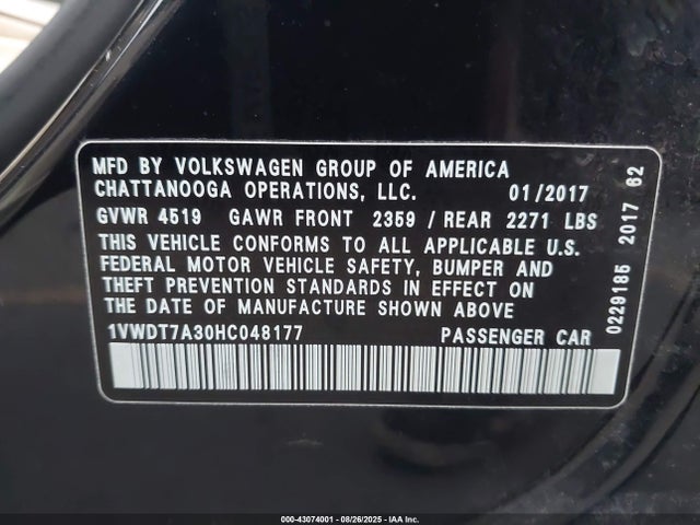 1VWDT7A30HC048177 Volkswagen tsi