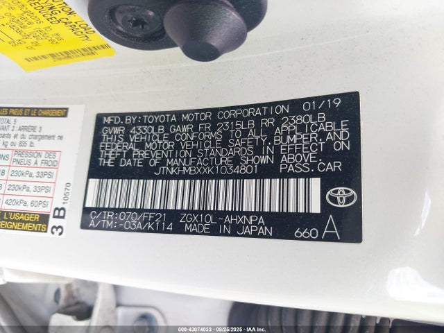 JTNKHMBXXK1034801 Toyota 3zr-fae