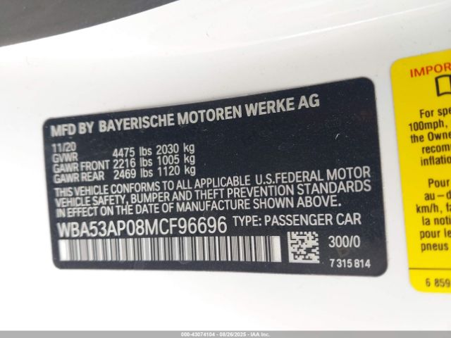 2021 BMW 430I WBA53AP08MCF96696 Photo 8