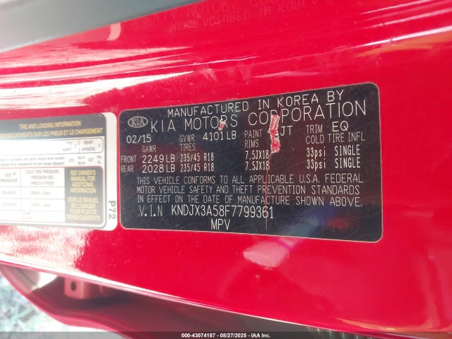 KNDJX3A58F7799361 KIA dohc gdi nu