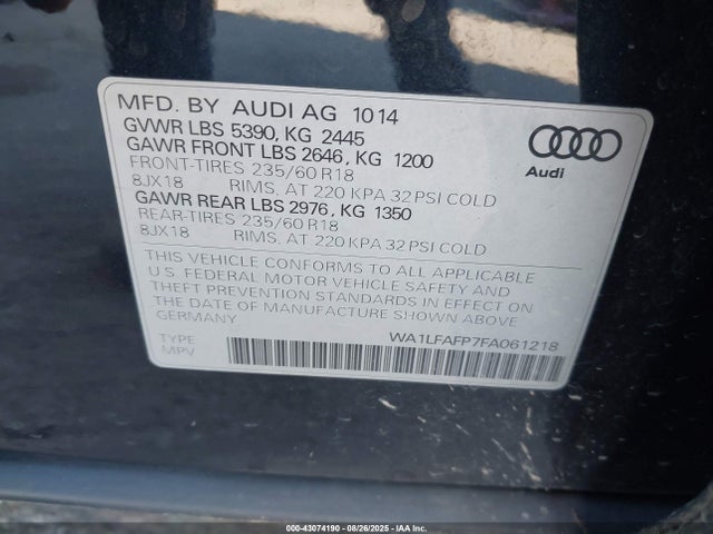 2015 AUDI Q5 WA1LFAFP7FA061218 Photo 8