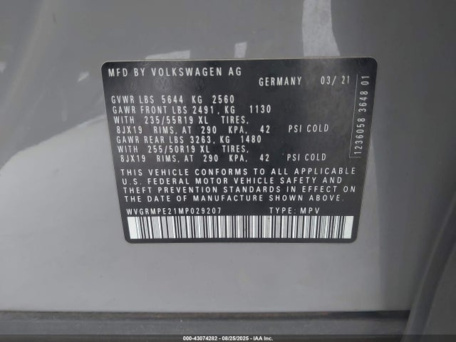Volkswagen 2021 2021 WVGRMPE21MP029207 Image 9