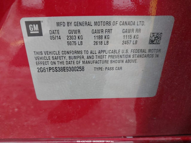 2014 CADILLAC XTS 2G61P5S38E9300258 Photo 8