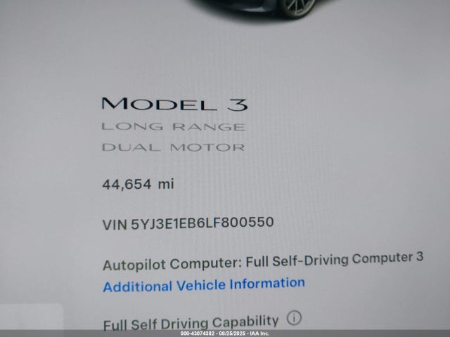 Tesla MODEL 3 2020 5YJ3E1EB6LF800550 Image 15