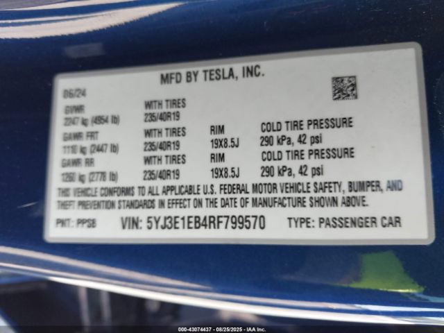2024 TESLA MODEL 3 5YJ3E1EB4RF799570 Photo 8