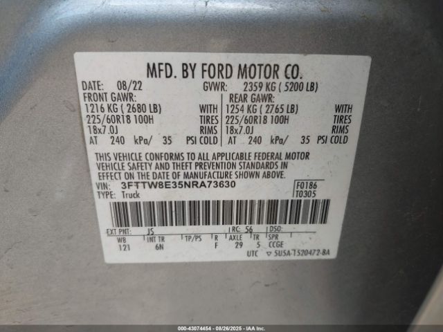 2022 FORD MAVERICK 3FTTW8E35NRA73630 Photo 8